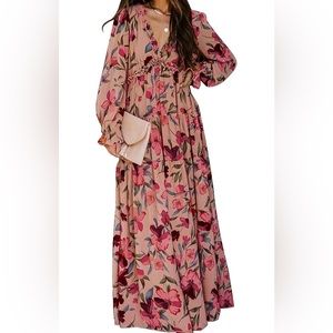 BLENCOT Womens Casual Floral Deep V Cocktail Party Maxi Wedding Dresses: NEW !!
